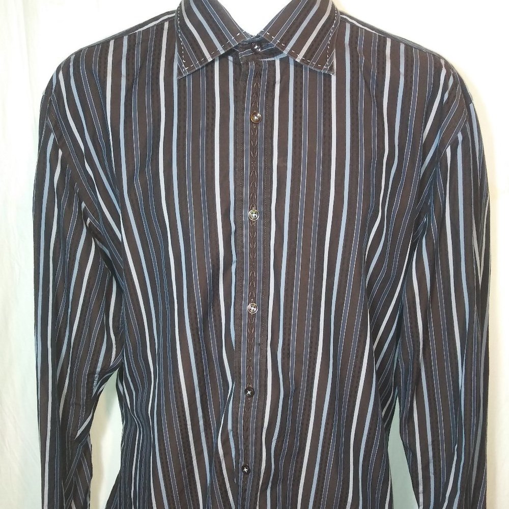 Zagiri Brown Striped Shirt Flip Cuffs XL